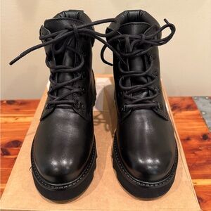 NWT Zara boys black leather boot sz 5